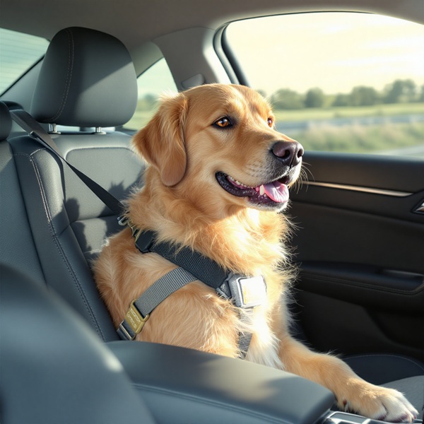 a dog travelling in a car safely